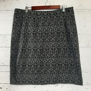 Addition Elle Damask Printed Elastic Waist Skirt Size 18 Black Grey​​​​​​​​​​​​